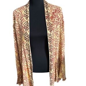 Soft Surroundings Open Front Kimono Cardigan Beaded Trim Crinkle Rayon Boho 3X